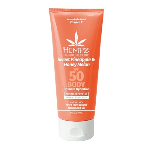 Hempz SPF 50 Sunscreen, Pineapple & Honeymelon, 6 oz