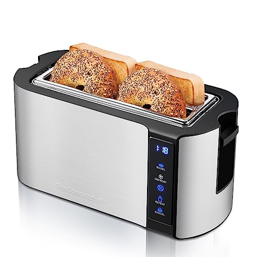 Elite Gourmet 4-Slice Toaster, Bagel Function, Stainless Steel