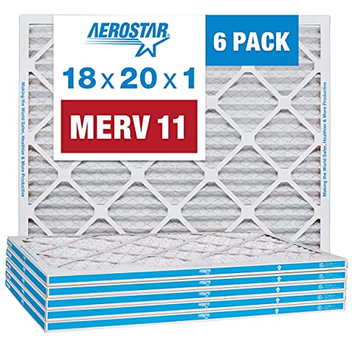 Aerostar 18x20x1 MERV 11 Air Filter, 6 Pack