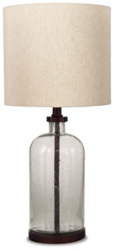 Ashley Bandile Modern Farmhouse Seeded Glass Table Lamp, Bronze
