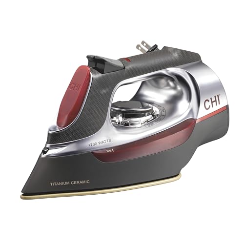 CHI Professional Steam Iron, 1700W, Retractable Cord, Silver (13106)