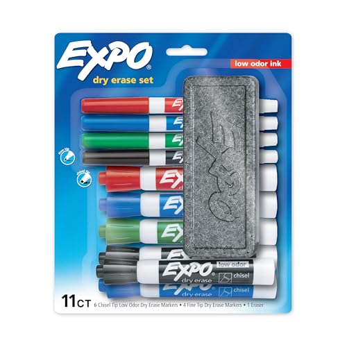 EXPO Dry Erase Markers Set, Mixed Tips, 11 Count