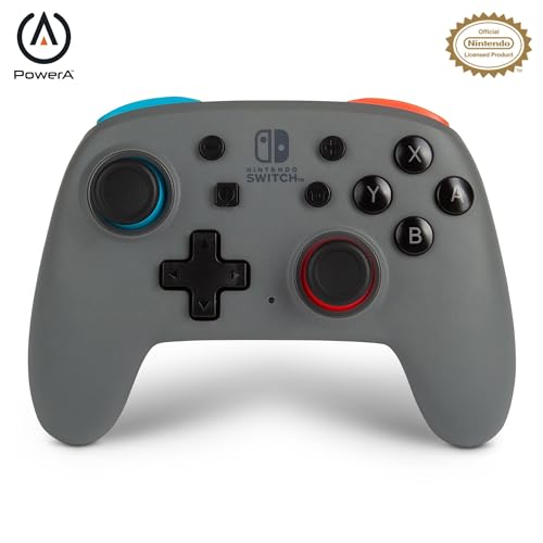 PowerA Nano Wireless Controller for Nintendo Switch, Grey-Neon, Rechargeable