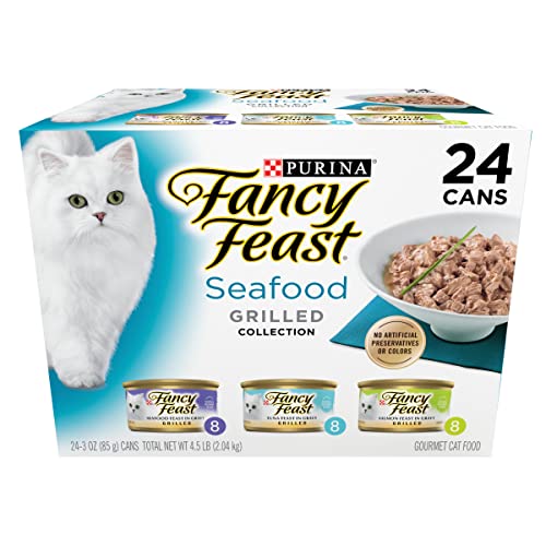 Fancy Feast Grilled Seafood Wet Cat Food Variety Pack, 24 Cans