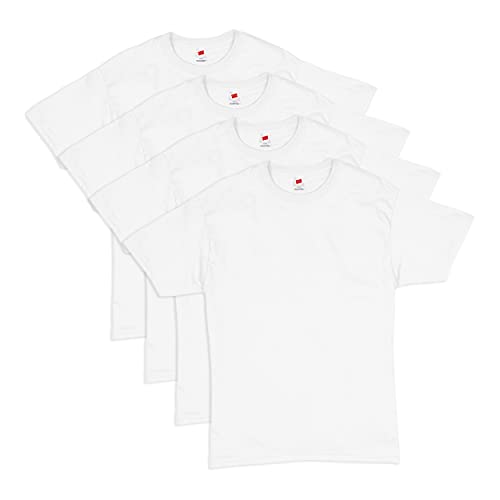 Hanes Men’s Cotton Crewneck T-Shirts, 4-Pack, Medium, White
