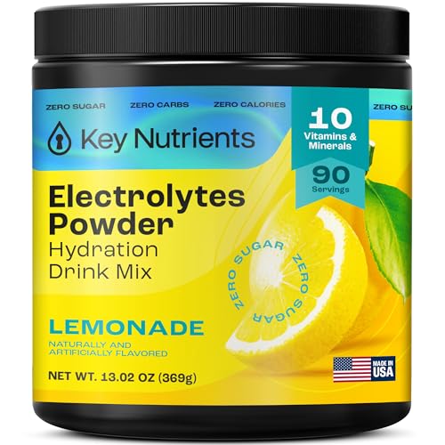 KEY NUTRIENTS Sugar-Free Lemonade Electrolyte Powder, 90 Servings, USA-Made