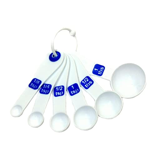 Chef Craft 6-Piece Measuring Spoon Set, White/Blue