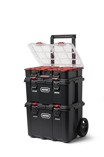 Keter Stack-n-Roll 3-Piece Rolling Tool Organizer System