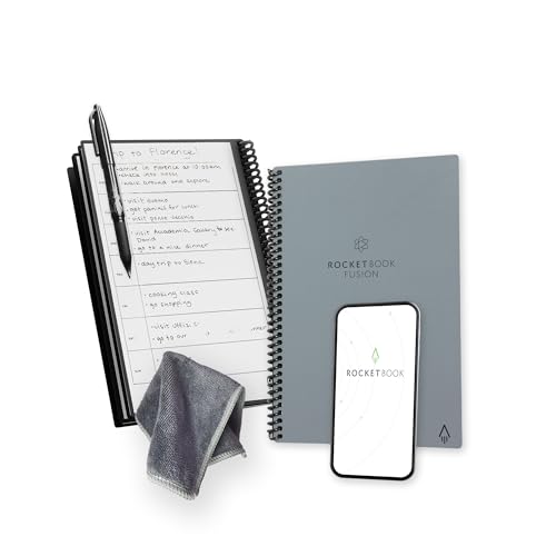 Rocketbook Fusion Reusable Planner, Executive Size, Gray, 6×8.8