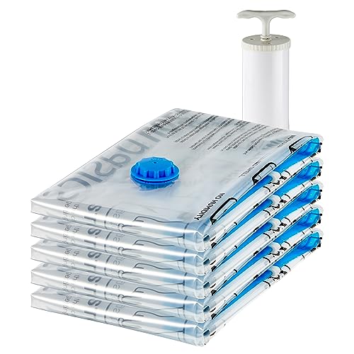 Amazon Basics Vacuum Storage Bags, Large, 5-Pack, Clear