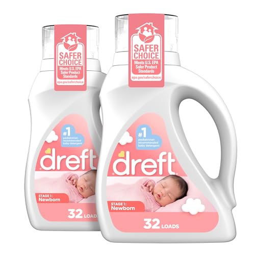 Dreft Newborn Gentle Liquid Laundry Detergent, 2 Pack, 32 Loads