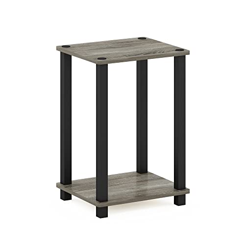 Furinno Simplistic 1-Tier Night Stand, French Oak Grey/Black