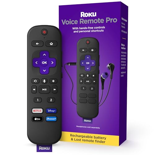 Roku Voice Remote Pro: Rechargeable, Hands-free, Headphone Mode, Locator