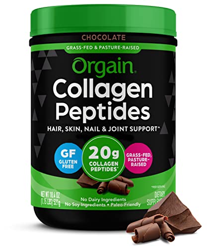 Orgain Chocolate Collagen Powder, 20g, Hair & Skin Support