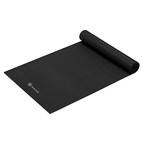 Gaiam Black Non-Slip Yoga & Fitness Mat, 68″x24″, 5mm