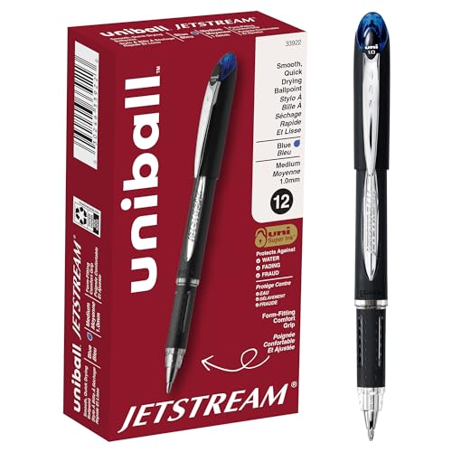Uniball Jetstream 12-Pack, 1.0mm Blue Ballpoint Pens