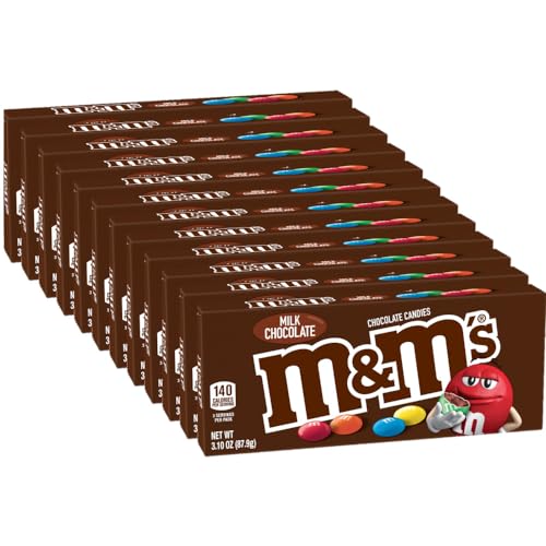 M&M’S Milk Chocolate Candy, 3.1 oz Box, Pack of 12