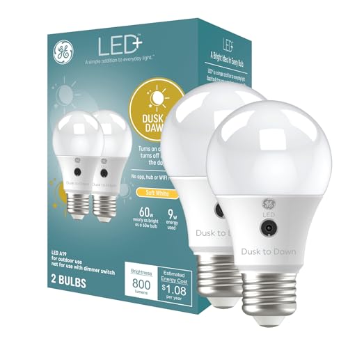 GE LED+ Dusk to Dawn Light Bulbs, Soft White (2 Pack)