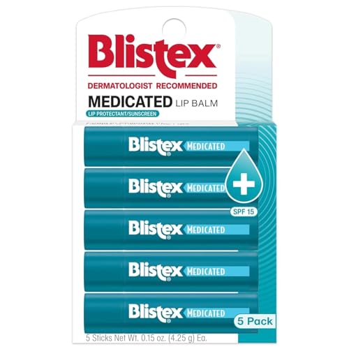 Blistex Medicated Lip Balm, 5-Pack, SPF 15, Soothes & Protects