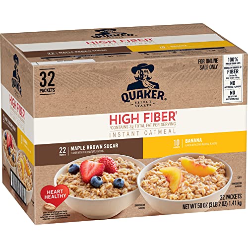 Quaker Instant Oatmeal, High Fiber Variety Pack (32 Count)