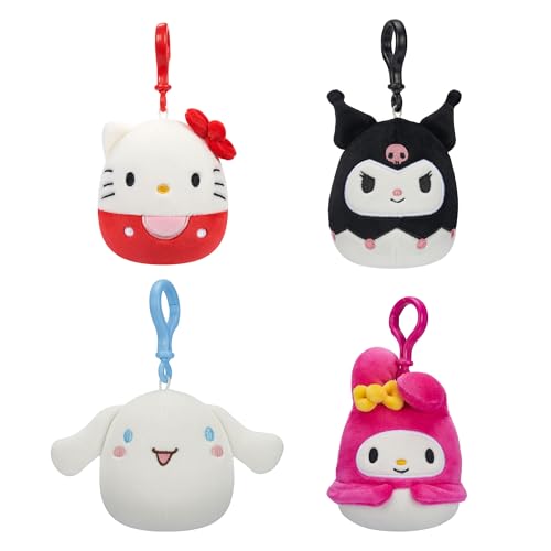 Sanrio Squishmallows 3.5″ Plush 4-Pack: Cinnamoroll, Hello Kitty