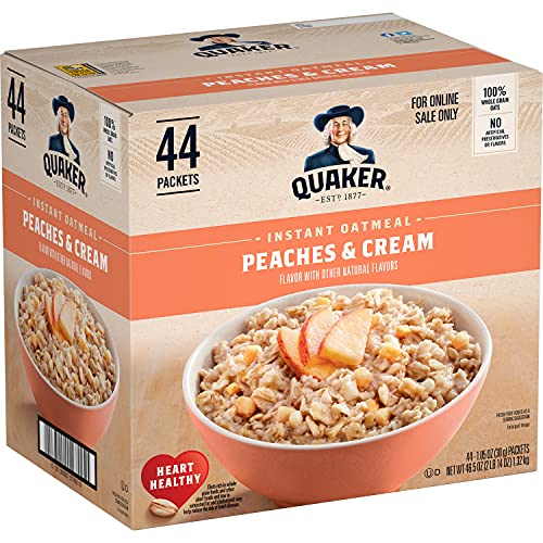 Quaker Peaches & Cream Instant Oatmeal, 44 Packs