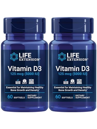 Life Extension Vitamin D3 5000 IU, 2×60 Softgels