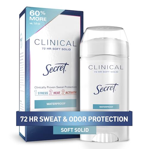 Secret Clinical Women’s Waterproof Antiperspirant, 72hr Sweat Protection, 2.6 oz