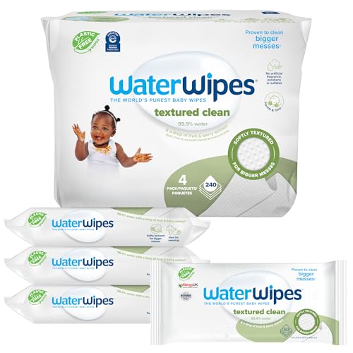 WaterWipes Plastic-Free Baby Wipes, Unscented, 60 Count (Pack of 4)