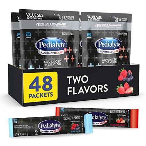 Pedialyte AdvancedCare Plus Electrolyte Powder, Strawberry & Berry, 48 Packs