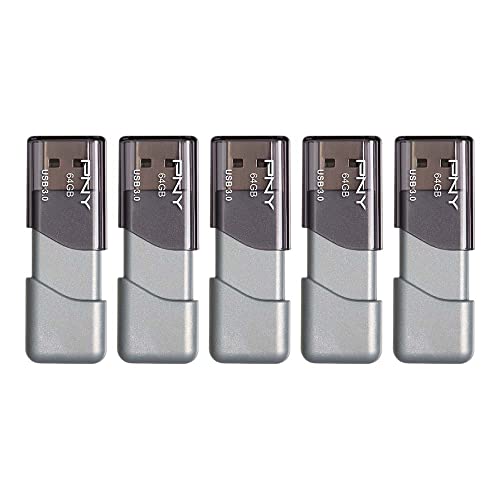 PNY 64GB Turbo Attaché USB 3.0 Flash Drives, 5-Pack
