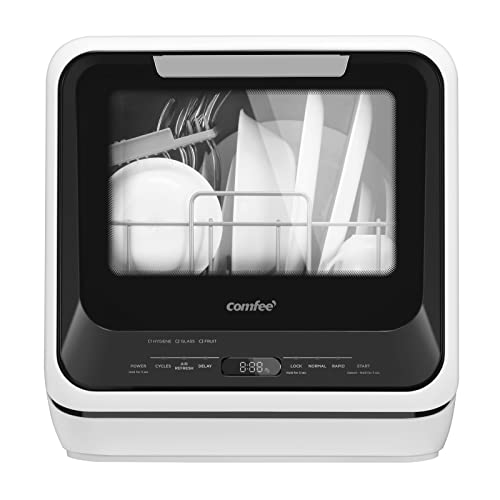 COMFEE’ Portable Mini Dishwasher, 5L Tank, 6 Programs, No Hookup Required