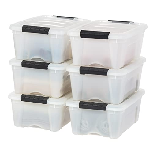 IRIS USA 13 Qt Stackable Storage Bins with Lids, 6 Pack