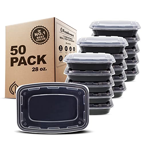 50-Pack 28oz Meal Prep Containers, Microwave/Dishwasher Safe