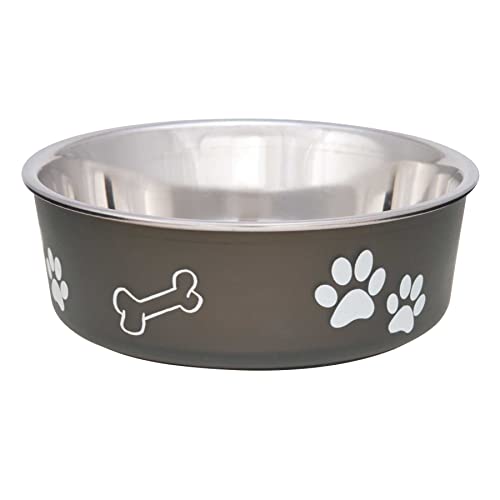 Loving Pets Bella Spill-Proof Stainless Steel Pet Bowl (Medium, Espresso)