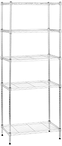 Amazon Basics 5-Shelf Adjustable Steel Storage Unit, Chrome