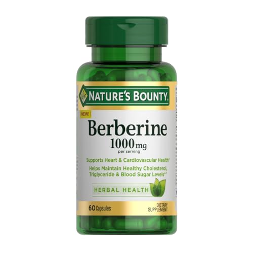 Nature’s Bounty Berberine 1000mg Capsules for Heart Health, 60 Ct