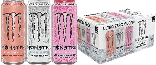 Monster Energy Zero Variety Pack, Sugar-Free, 16oz (15 Pack)