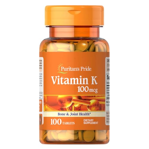 Puritan’s Pride Vitamin K 100mcg, Bone & Blood Health, 100 Tablets