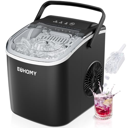 EUHOMY Portable Ice Maker, 26lbs/Day, Auto-Clean, Black