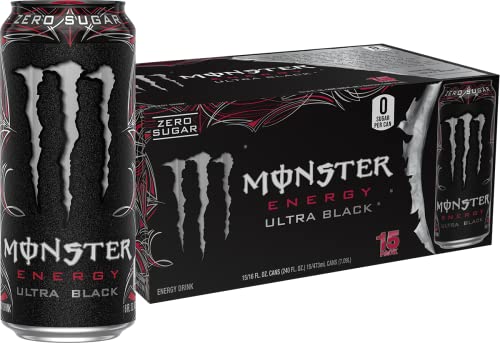 Monster Energy Ultra Black, Sugar-Free, 16oz, 15-Pack