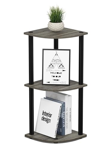 Furinno 3-Tier Corner Shelf, French Oak Grey/Black