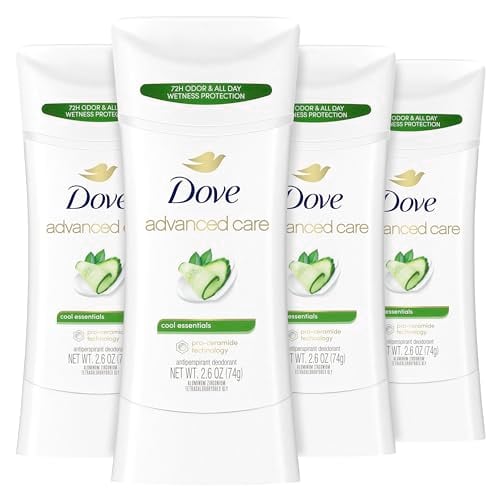 Dove Advanced Care Antiperspirant, Cool Essentials, 4-Pack, 72-Hour Protection, 2.6 oz