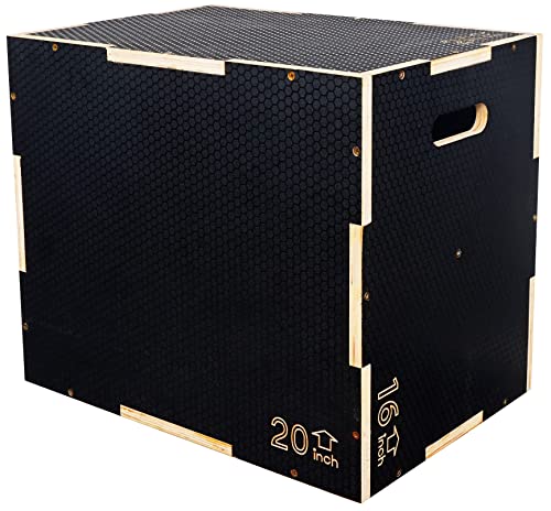 Fitvids 3-in-1 Non-Slip Wooden Plyo Box, 16x20x24 Inches
