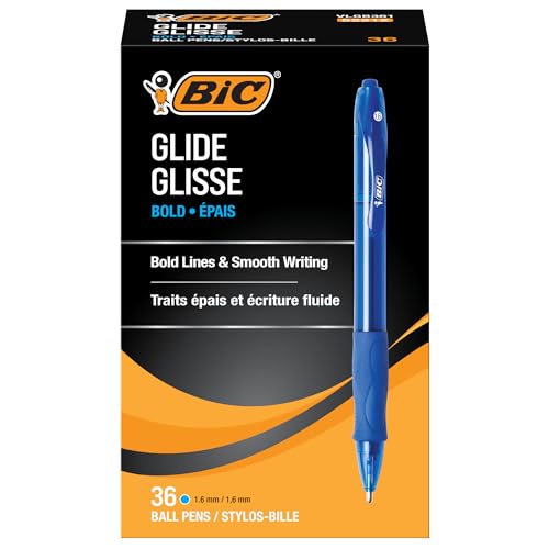 BIC Glide Velocity Bold Blue Ink Pens, 1.6mm, 36-Pack