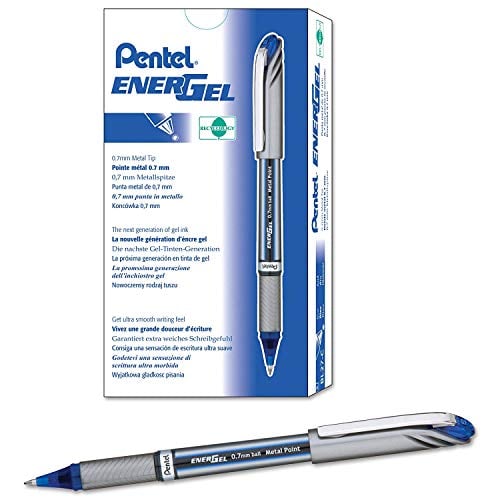 Pentel EnerGel NV Gel Pen, 0.7mm, Blue, Box of 12