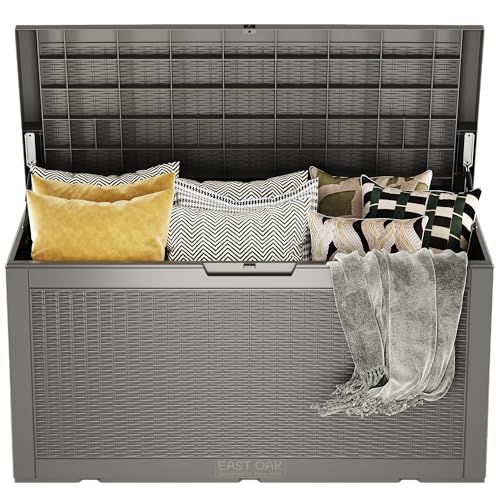 EAST OAK 100 Gallon Waterproof Deck Storage Box, Grey
