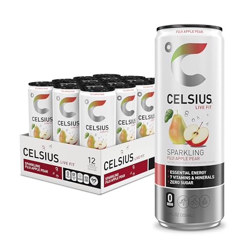CELSIUS Sparkling Apple Pear Energy Drink, 12oz (12 Pack)