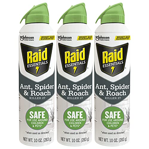 Raid Essentials Ant, Spider & Roach Killer Spray, Indoor Safe, 10 oz, 3-Pack