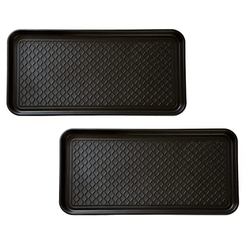 Stalwart All-Weather Black Boot Tray – Set of 2